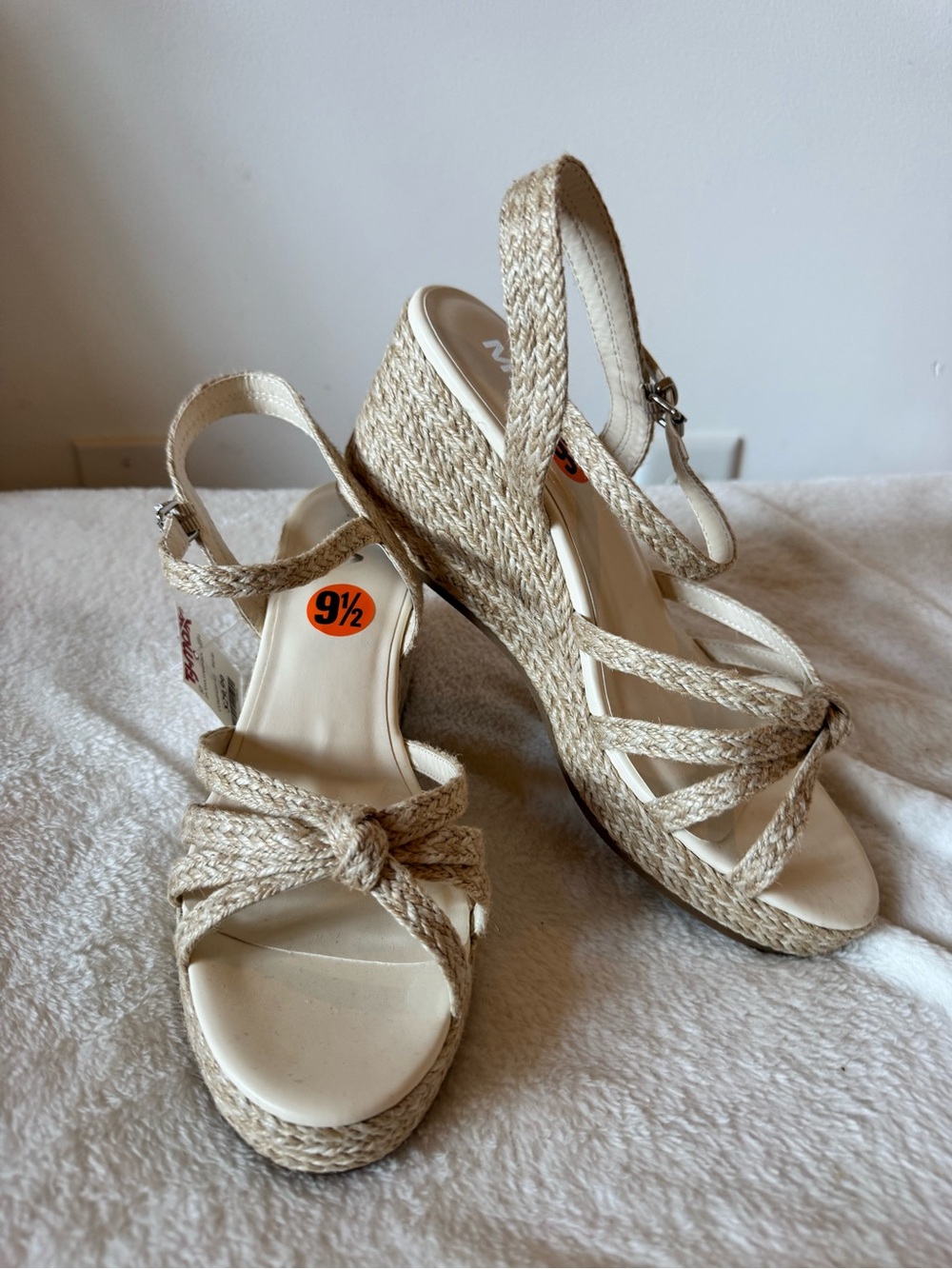 MIA Natural Braided Espadrille Wedge Sandals 9.5 Beige NWT